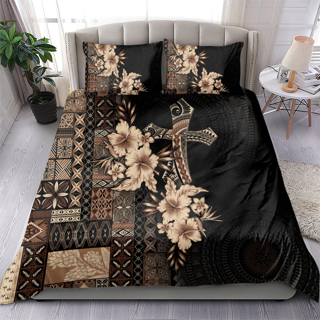 Samoa AIGA Mamanu Siapo Malu Motifs Bedding Set Black Ver LT7 - Polynesian Pride