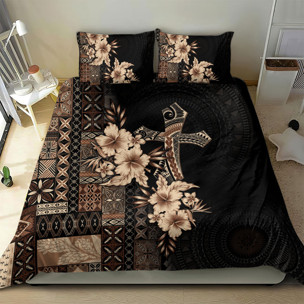 Samoa AIGA Mamanu Siapo Malu Motifs Bedding Set Black Ver LT7 - Polynesian Pride