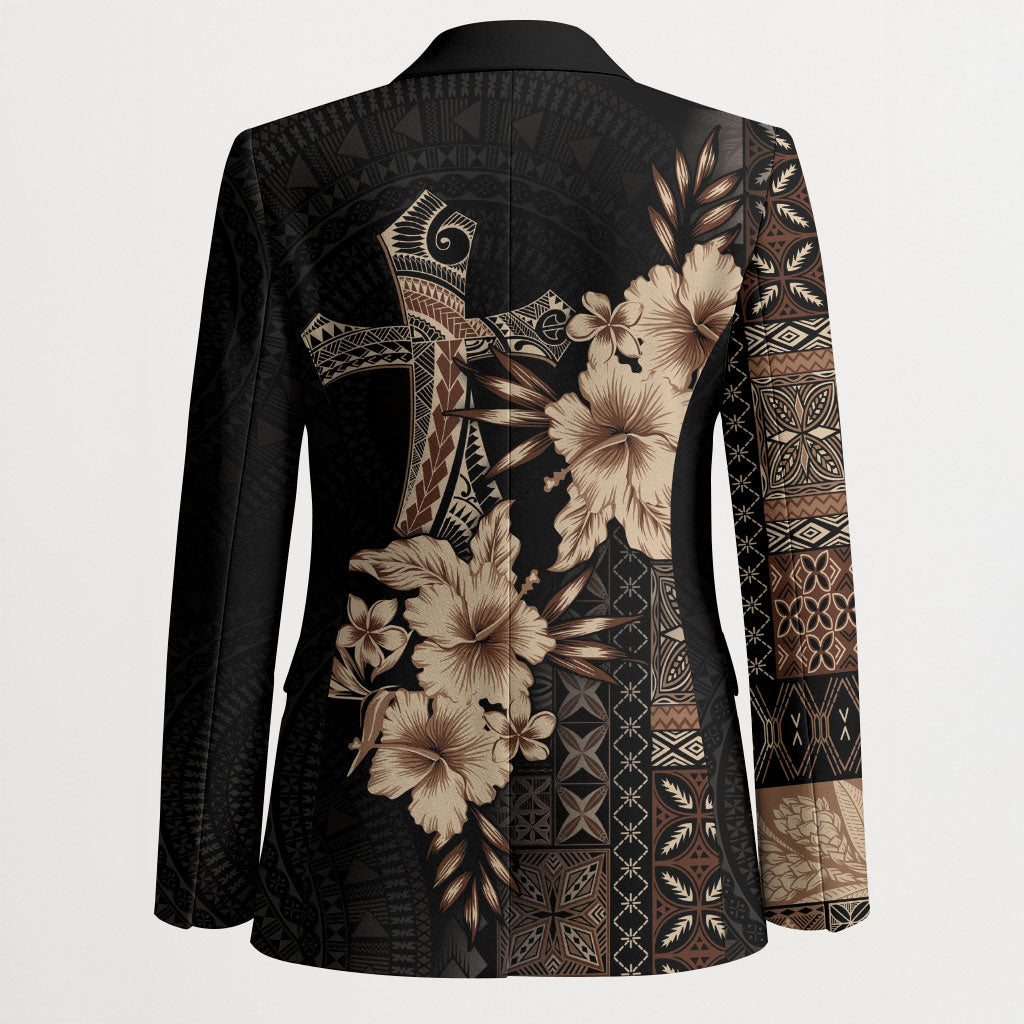 Samoa AIGA Mamanu Siapo Malu Motifs Blazer Black Ver LT7 - Polynesian Pride