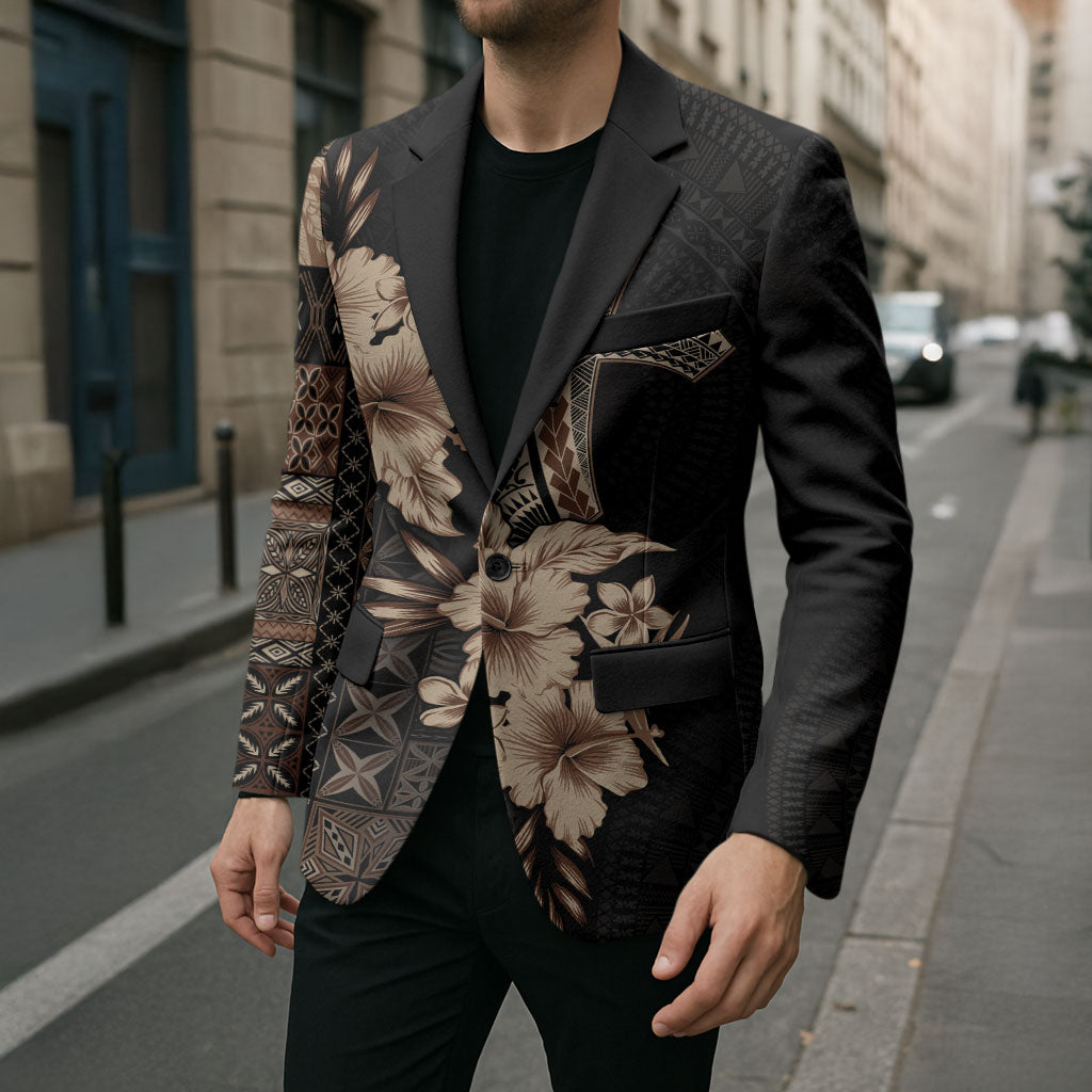 Samoa AIGA Mamanu Siapo Malu Motifs Blazer Black Ver LT7 - Polynesian Pride