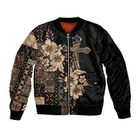 Samoa AIGA Mamanu Siapo Malu Motifs Bomber Jacket Black Ver LT7 Unisex Black - Polynesian Pride