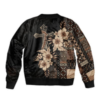 Samoa AIGA Mamanu Siapo Malu Motifs Bomber Jacket Black Ver LT7 - Polynesian Pride