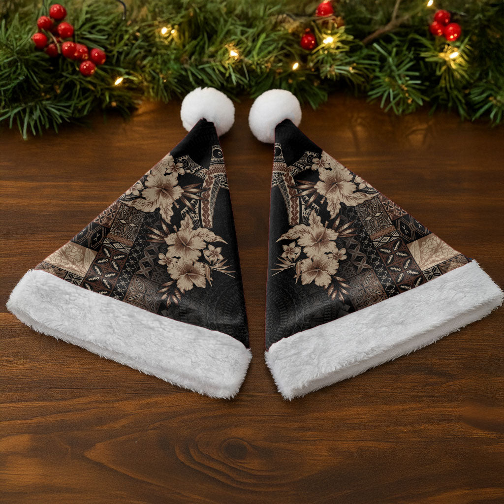Samoa AIGA Mamanu Siapo Malu Motifs Christmas Santa Hat Black Ver LT7 - Polynesian Pride