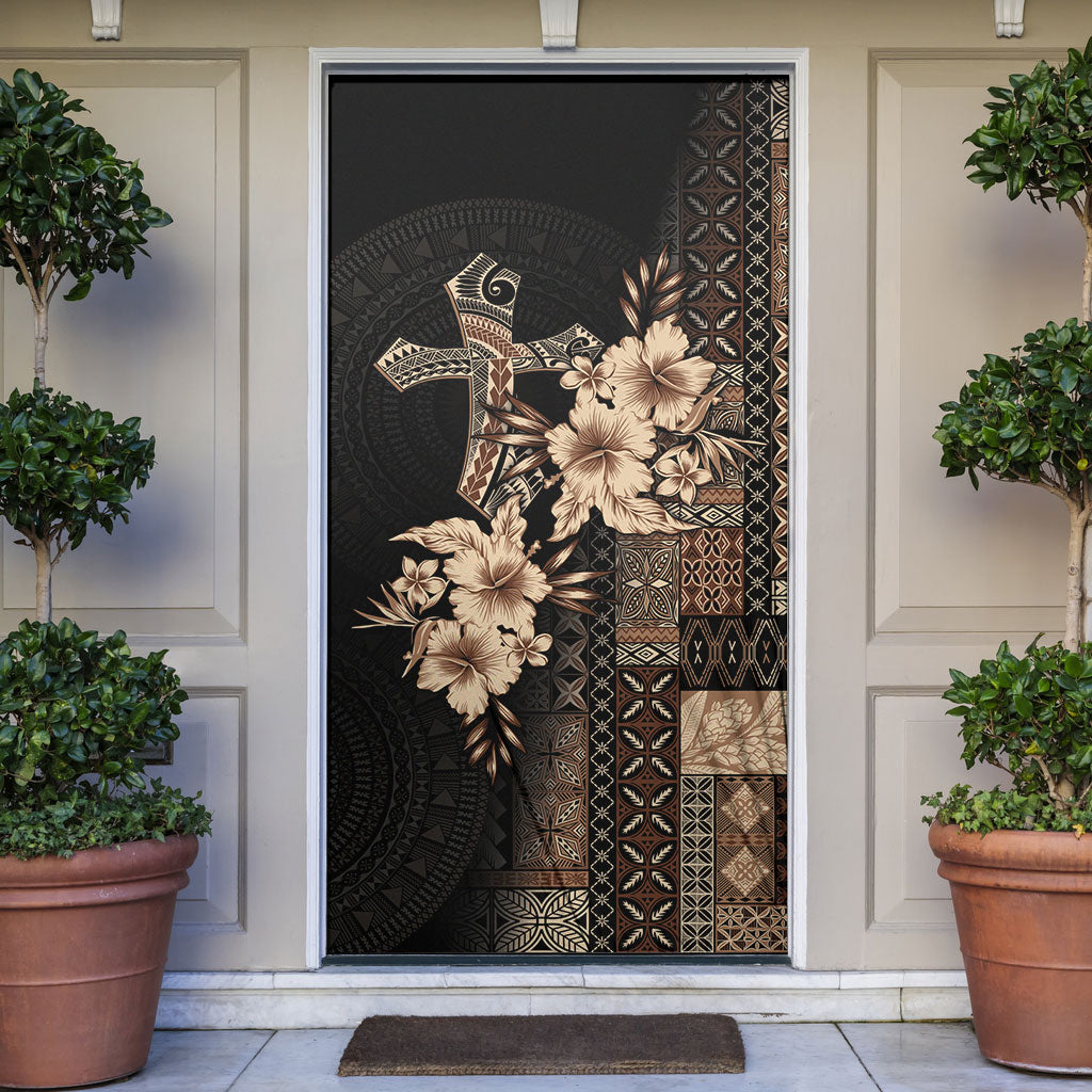 Samoa AIGA Mamanu Siapo Malu Motifs Door Cover Black Ver LT7 Black - Polynesian Pride