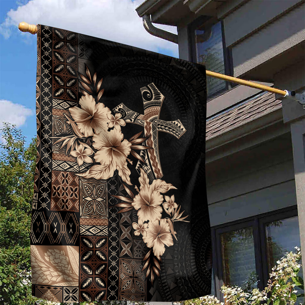 Samoa AIGA Mamanu Siapo Malu Motifs Garden Flag Black Ver LT7 - Polynesian Pride