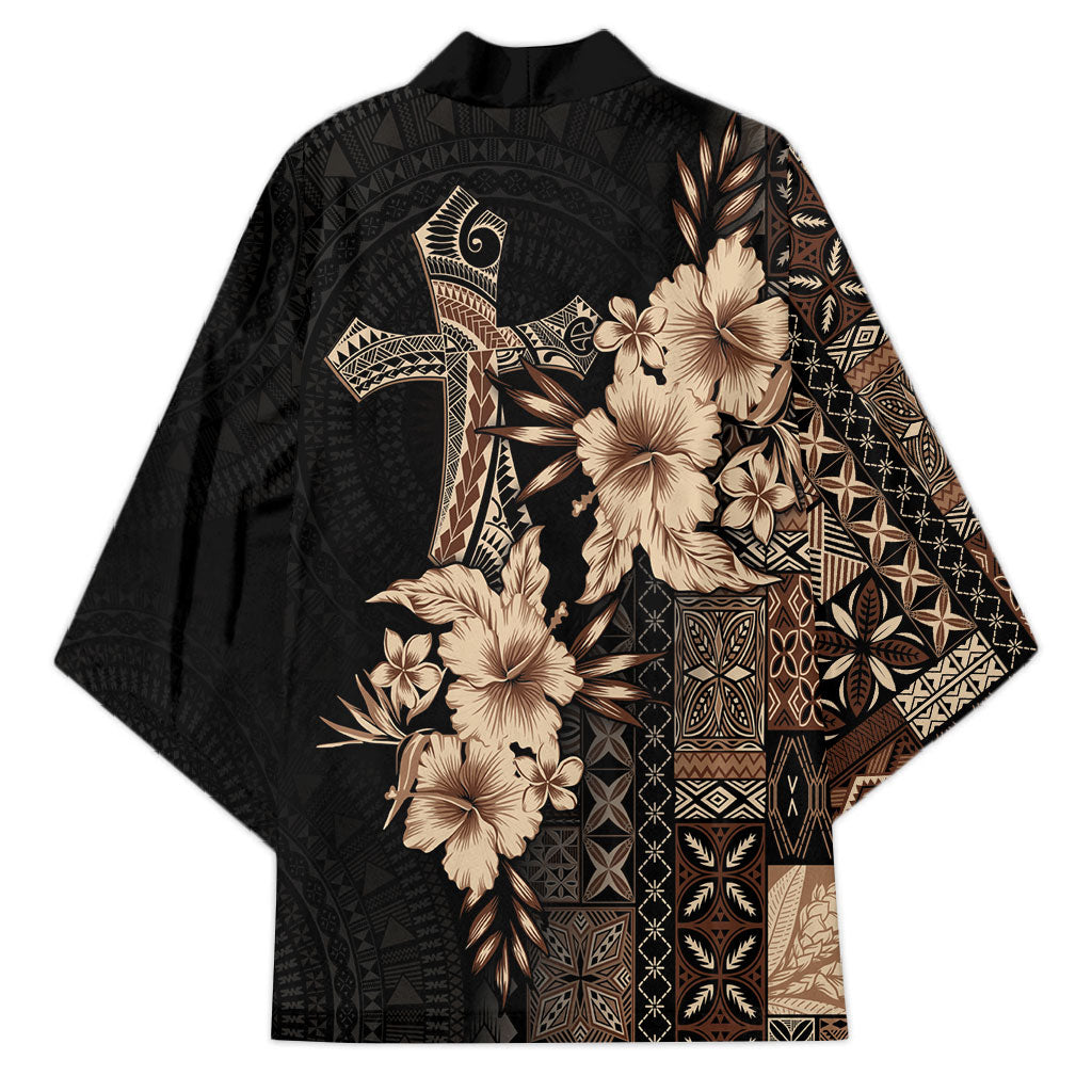 Samoa AIGA Mamanu Siapo Malu Motifs Kimono Black Ver LT7 - Polynesian Pride
