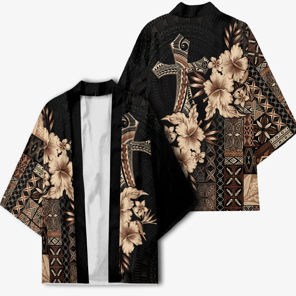 Samoa AIGA Mamanu Siapo Malu Motifs Kimono Black Ver LT7 - Polynesian Pride