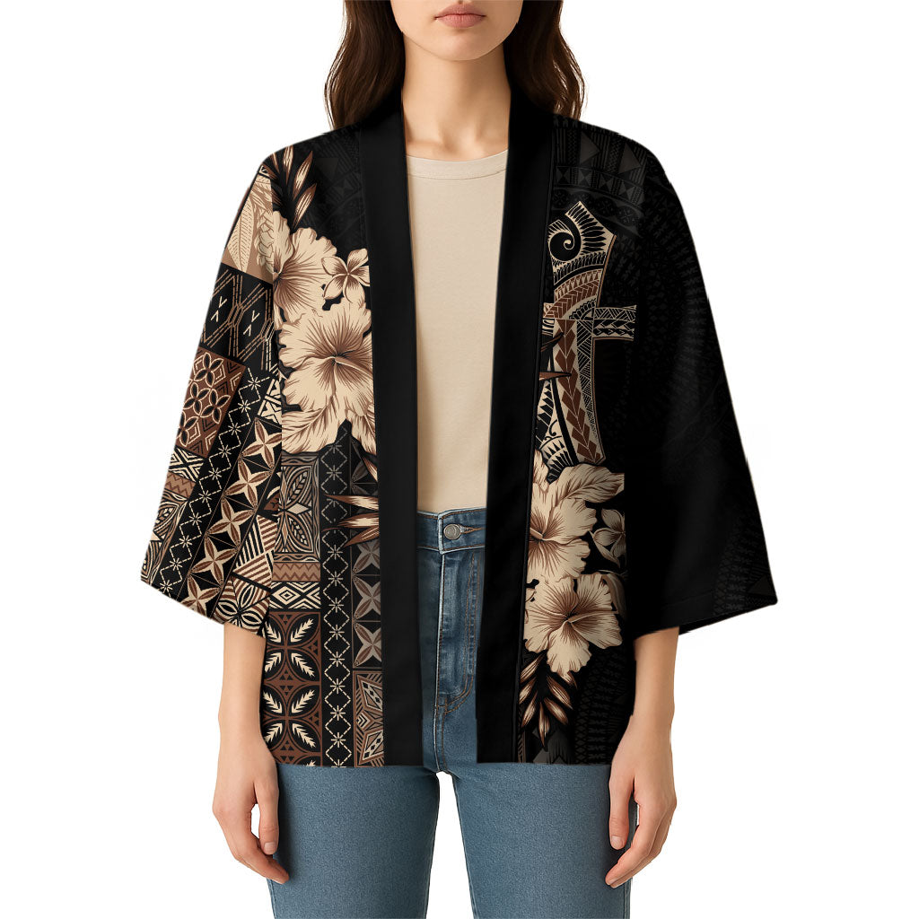 Samoa AIGA Mamanu Siapo Malu Motifs Kimono Black Ver LT7 - Polynesian Pride