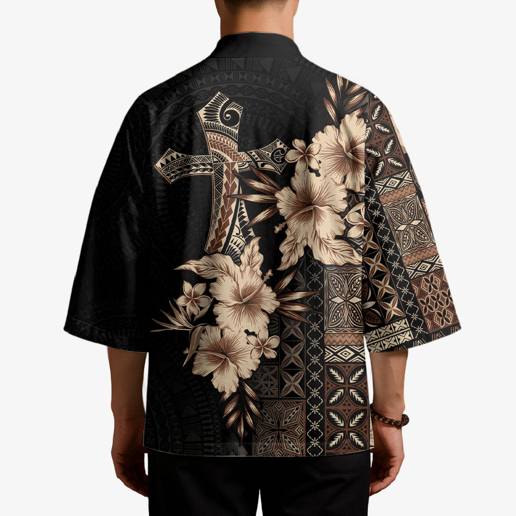 Samoa AIGA Mamanu Siapo Malu Motifs Kimono Black Ver LT7 - Polynesian Pride