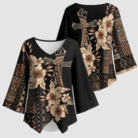 Samoa AIGA Mamanu Siapo Malu Motifs Kimono Sleeve Blouse Black Ver LT7 - Polynesian Pride