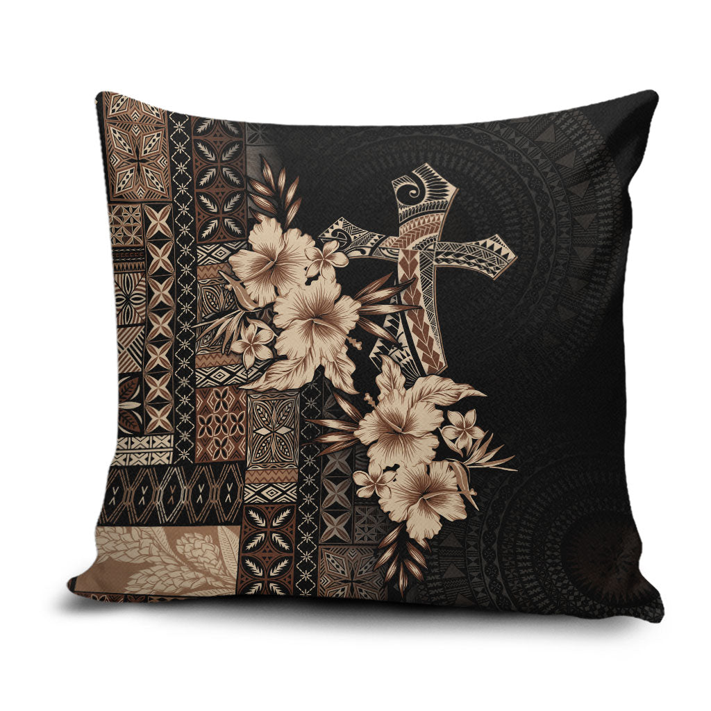 Samoa AIGA Mamanu Siapo Malu Motifs Pillow Cover Black Ver LT7 Black - Polynesian Pride