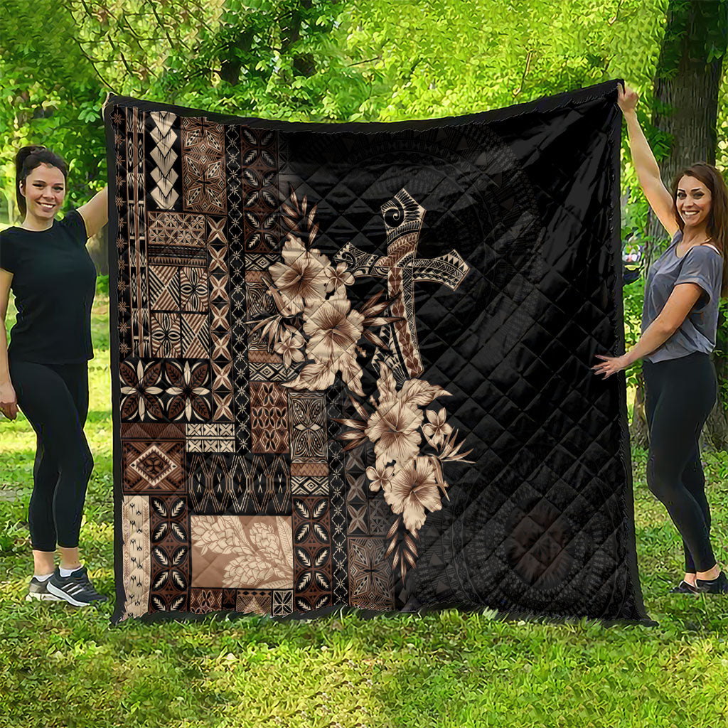 Samoa AIGA Mamanu Siapo Malu Motifs Quilt Black Ver LT7 - Polynesian Pride