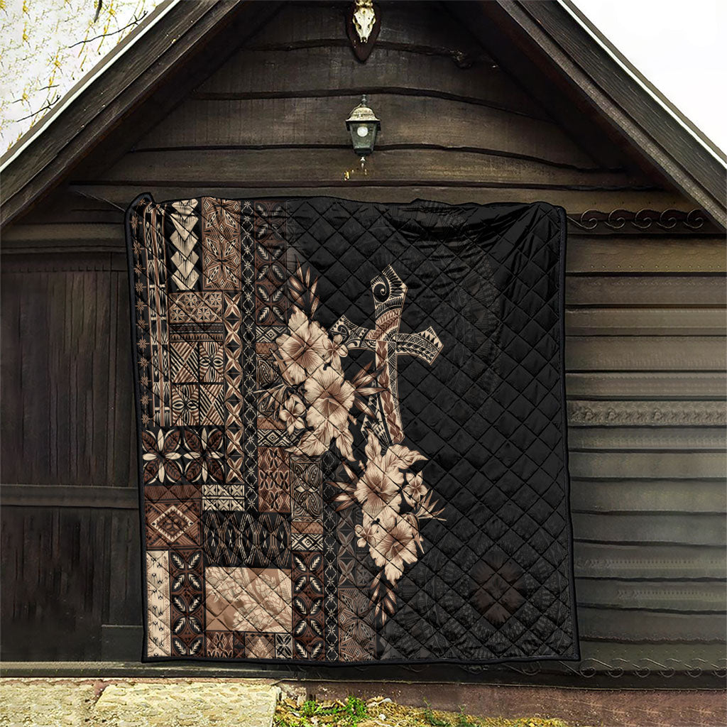 Samoa AIGA Mamanu Siapo Malu Motifs Quilt Black Ver LT7 - Polynesian Pride