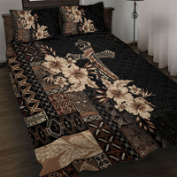 Samoa AIGA Mamanu Siapo Malu Motifs Quilt Bed Set Black Ver LT7 Black - Polynesian Pride