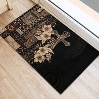 Samoa AIGA Mamanu Siapo Malu Motifs Rubber Doormat Black Ver LT7 - Polynesian Pride