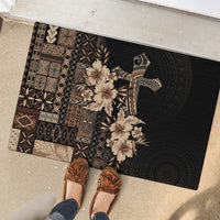 Samoa AIGA Mamanu Siapo Malu Motifs Rubber Doormat Black Ver LT7 - Polynesian Pride