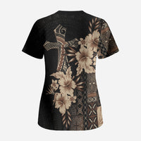 Samoa AIGA Mamanu Siapo Malu Motifs Scrub Top Black Ver LT7 - Polynesian Pride