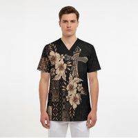 Samoa AIGA Mamanu Siapo Malu Motifs Scrub Top Black Ver LT7 - Polynesian Pride