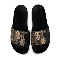 Samoa AIGA Mamanu Siapo Malu Motifs Slide Sandals Black Ver LT7 Black - Polynesian Pride