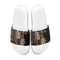Samoa AIGA Mamanu Siapo Malu Motifs Slide Sandals Black Ver LT7 Black - Polynesian Pride