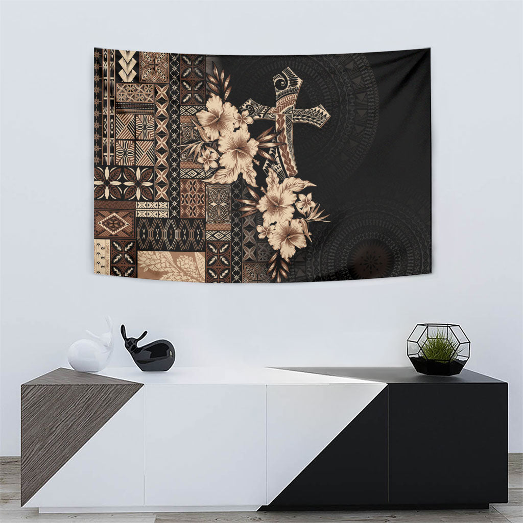 Samoa AIGA Mamanu Siapo Malu Motifs Tapestry Black Ver LT7 - Polynesian Pride