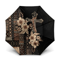 Samoa AIGA Mamanu Siapo Malu Motifs Umbrella Black Ver LT7 One Size Folded 11.42 inch Opened Diameter 37.4 inch Black - Polynesian Pride