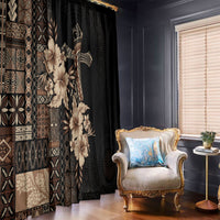 Samoa AIGA Mamanu Siapo Malu Motifs Window Curtain Black Ver LT7 - Polynesian Pride