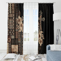 Samoa AIGA Mamanu Siapo Malu Motifs Window Curtain Black Ver LT7 - Polynesian Pride