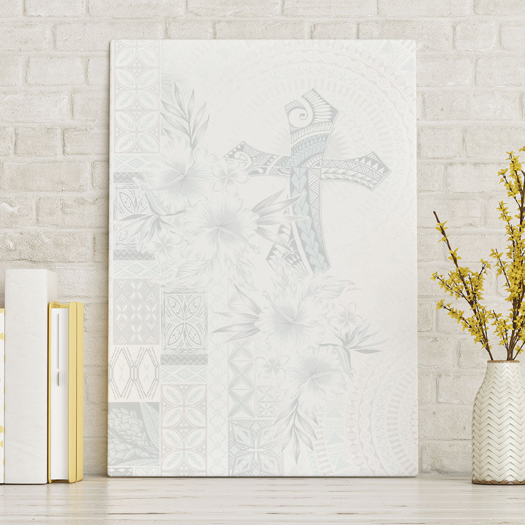 Samoa AIGA Mamanu Siapo Malu Motifs Canvas Wall Art Lotu a Tamaiti White Ver
