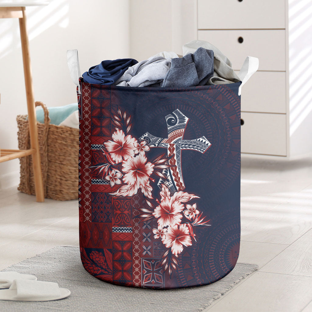 Samoa AIGA Mamanu Siapo Malu Motifs Laundry Basket Flag Color LT7 Navy Blue - Polynesian Pride