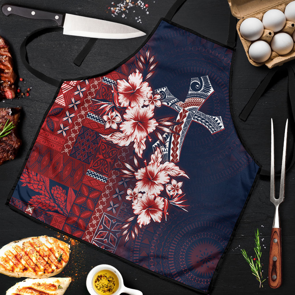 Samoa AIGA Mamanu Siapo Malu Motifs Apron Flag Color LT7 Navy Blue - Polynesian Pride