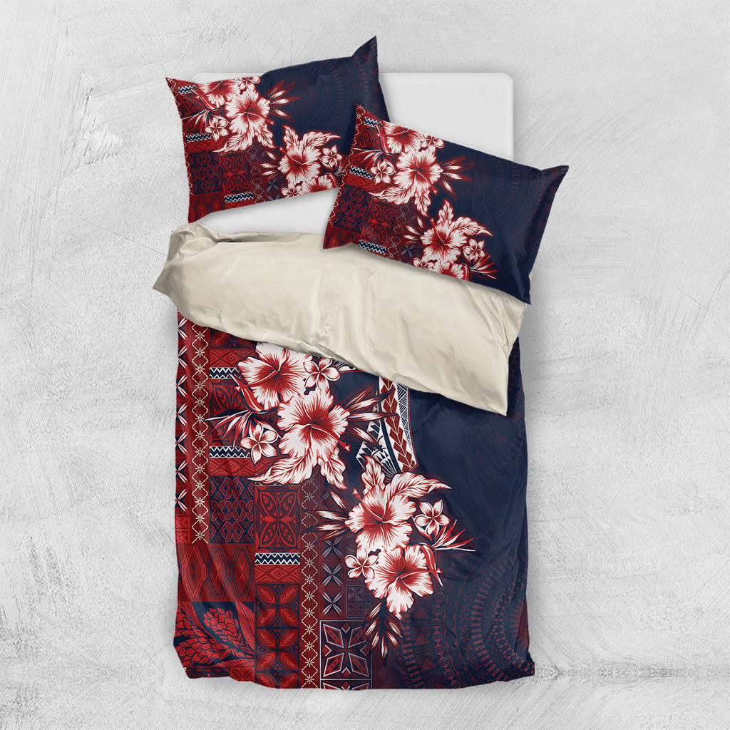 Samoa AIGA Mamanu Siapo Malu Motifs Bedding Set Flag Color LT7 US Twin 172cm x 218cm Navy Blue - Polynesian Pride
