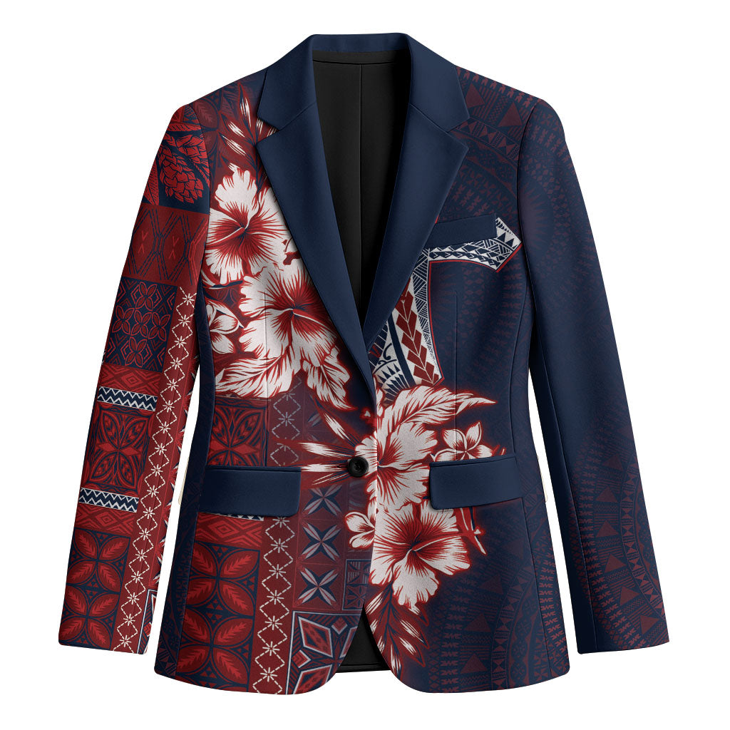 Samoa AIGA Mamanu Siapo Malu Motifs Blazer Flag Color LT7 Unisex Navy Blue - Polynesian Pride