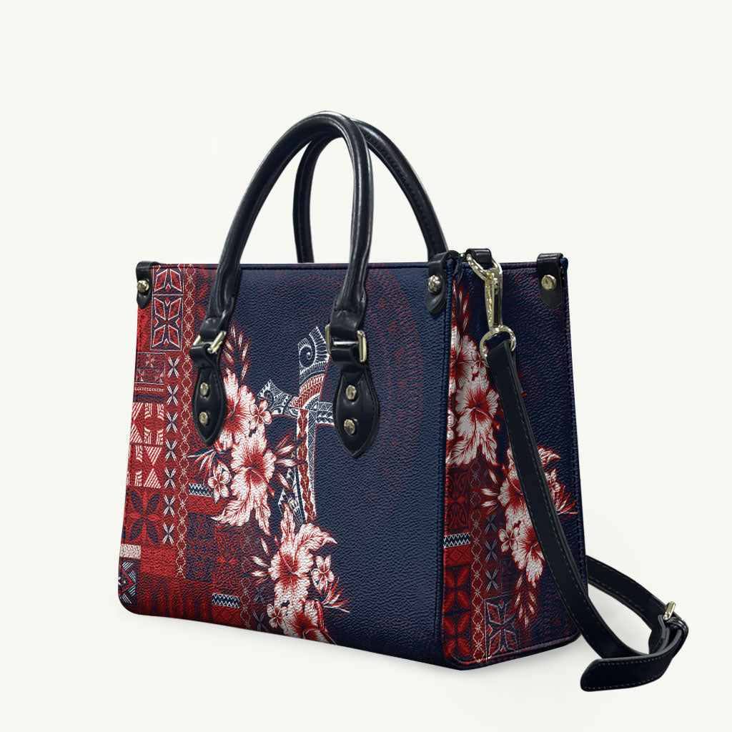Samoa AIGA Mamanu Siapo Malu Motifs Leather Bag Flag Color LT7 Navy Blue - Polynesian Pride