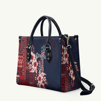 Samoa AIGA Mamanu Siapo Malu Motifs Leather Bag Flag Color LT7 Navy Blue - Polynesian Pride