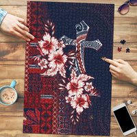Samoa AIGA Mamanu Siapo Malu Motifs Puzzle Flag Color LT7 Navy Blue - Polynesian Pride