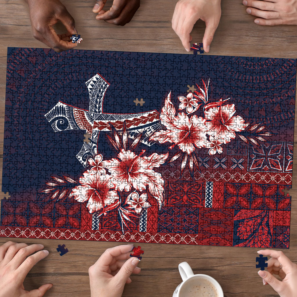 Samoa AIGA Mamanu Siapo Malu Motifs Puzzle Flag Color LT7 - Polynesian Pride