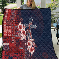 Samoa AIGA Mamanu Siapo Malu Motifs Quilt Flag Color LT7 Navy Blue - Polynesian Pride