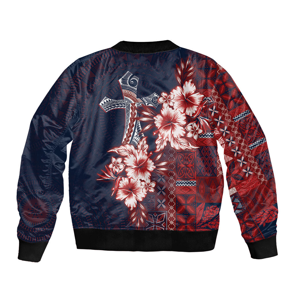 Samoa AIGA Mamanu Siapo Malu Motifs Sleeve Zip Bomber Jacket Flag Color LT7 - Polynesian Pride