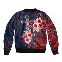 Samoa AIGA Mamanu Siapo Malu Motifs Sleeve Zip Bomber Jacket Flag Color LT7 - Polynesian Pride