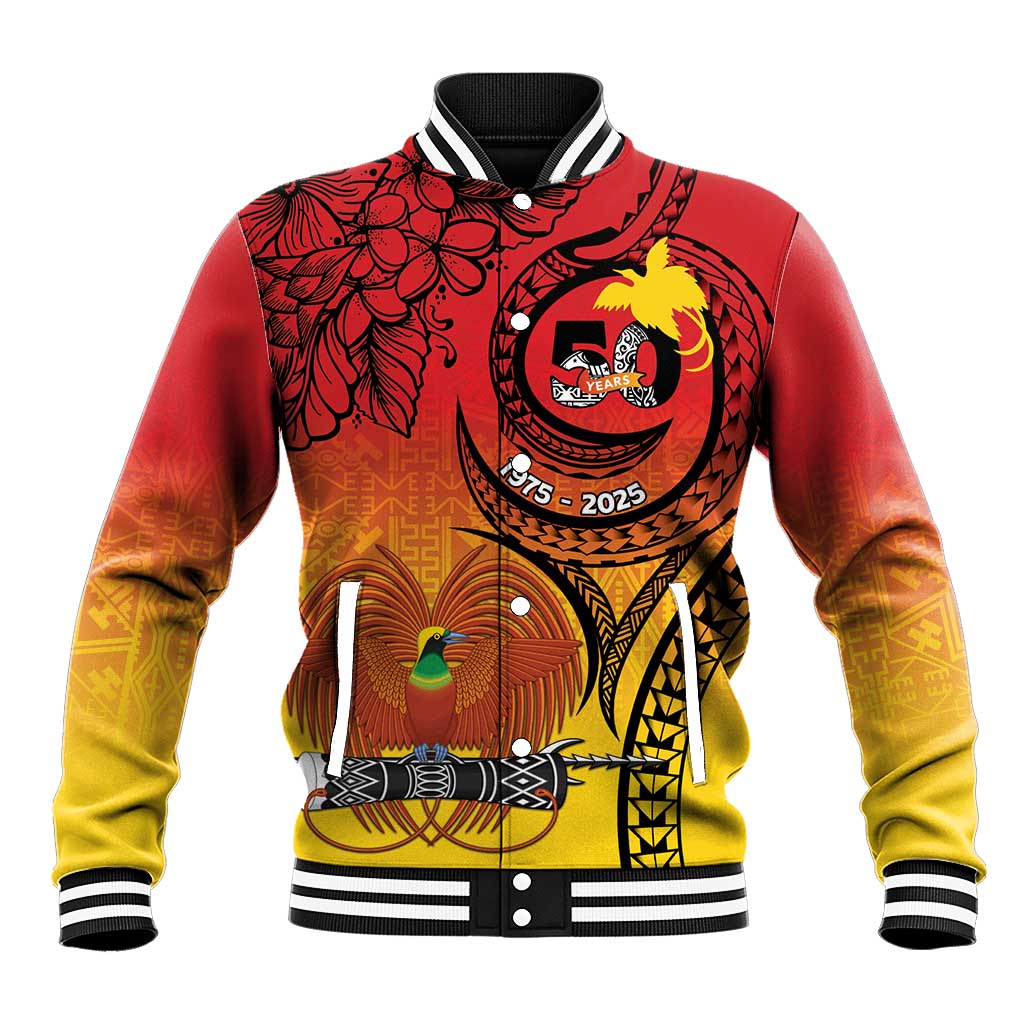 Papua New Guinea 50 Years Baseball Jacket Motuan Motifs LT7 Unisex Colorful - Polynesian Pride