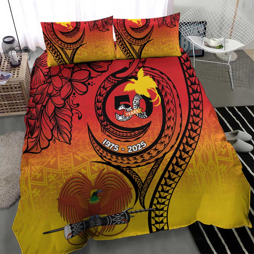 Papua New Guinea 50 Years Bedding Set Motuan Motifs