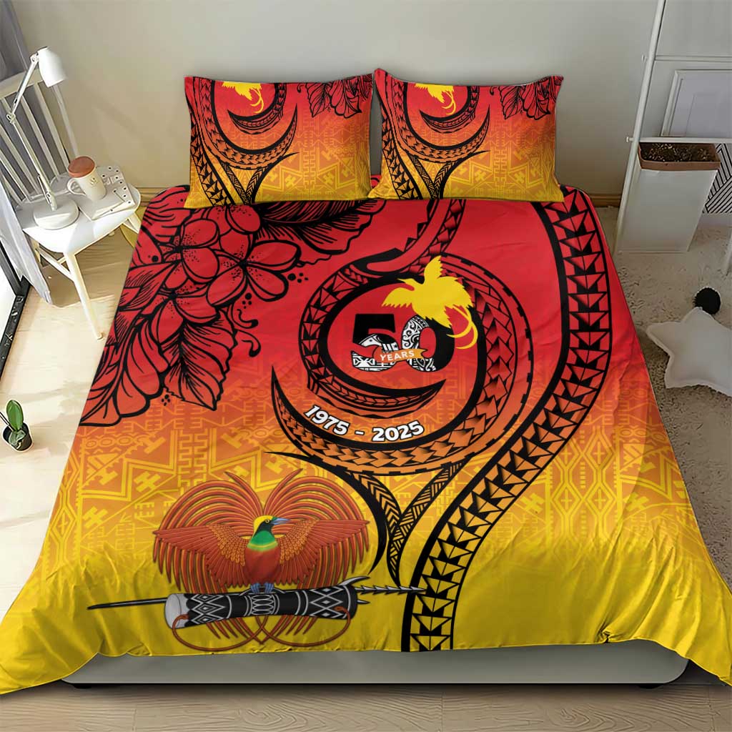 Papua New Guinea 50 Years Bedding Set Motuan Motifs