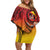 Papua New Guinea 50 Years Family Matching Off Shoulder Short Dress and Hawaiian Shirt Motuan Motifs