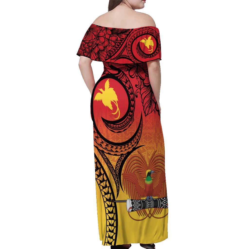 Papua New Guinea 50 Years Off Shoulder Maxi Dress Motuan Motifs