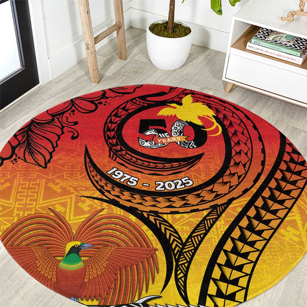 Papua New Guinea 50 Years Round Carpet Motuan Motifs