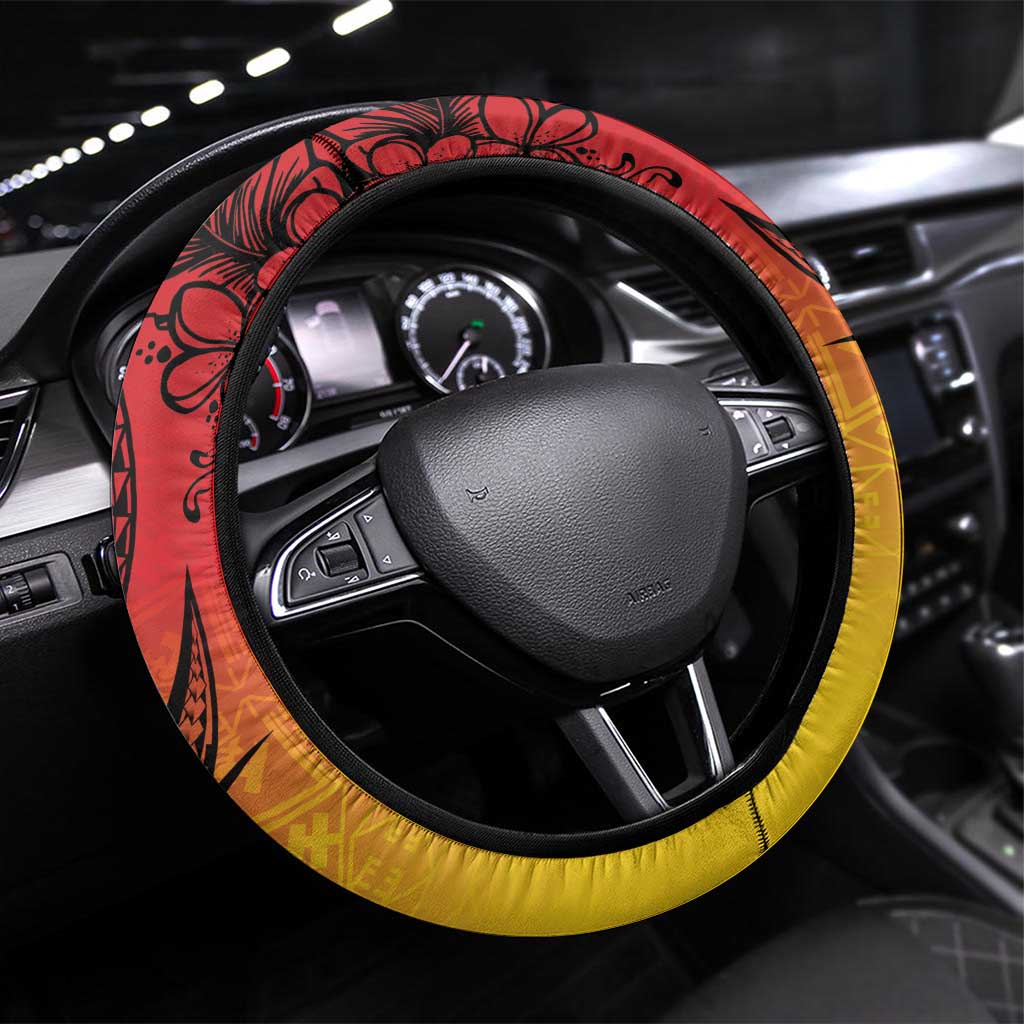 Papua New Guinea 50 Years Steering Wheel Cover Motuan Motifs LT7 Universal Fit Colorful - Polynesian Pride
