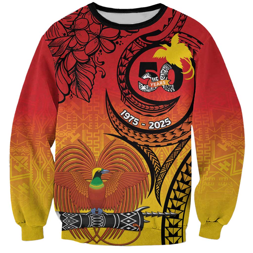 Papua New Guinea 50 Years Sweatshirt Motuan Motifs LT7 Unisex Colorful - Polynesian Pride