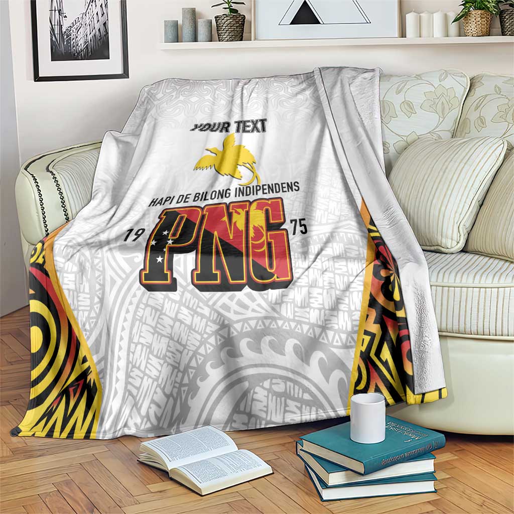 Personalized Papua New Guinea Blanket Hapi De bilong Indipendens PNG LT7 White - Polynesian Pride