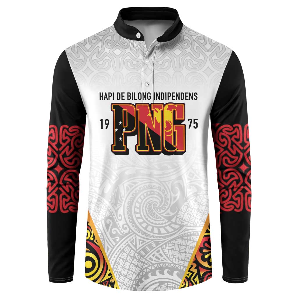Personalized Papua New Guinea Button Sweatshirt Hapi De bilong Indipendens PNG LT7 White - Polynesian Pride